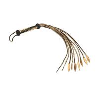 Látigo O' Nine Tails tejido a mano de cuero negro y dorado | 60 cm de longitud total con cola de hoja | Látigo colgante de 15 cm | Uso para entrenamiento JFb800 (dorado, 30 x 20 x 5 cm)