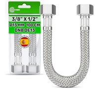 Latiguillo 100 cm Hembra 3/8” x Hembra 1/2” DN8 DE13 - Latiguillos de Fontanería Fabricada en Acero Inoxidable Temperatura máx 70°C Presión de Trabajo 10 bar - MADE IN SPAIN - ONIX TECH