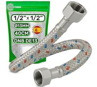 Latiguillo 40 cm Hembra 1/2" x Hembra 1/2" DN8 DE13 para Grifo - Latiguillos de Fontanería Fabricada en Acero Inoxidable Temperatura máx 70°C Presión de Trabajo 10 bar - MADE IN SPAIN - ONIX TECH