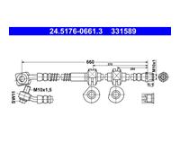 ATE Latiguillo de freno 24.5176-0661.3 para Opel Cascada, Astra J GTC 1.7 2012-2013