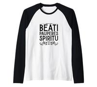 Latín - Beati pauperes spiritu Camiseta Manga Raglan
