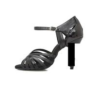 Latin Dance Shoes For Women High Heeled Sandals Ballroom Tango Salsa Swing Performance Buckle Strap Mary Jane Pumps Party&Casual(Black-8.5cm Heel,42)