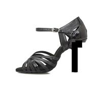 Latin Dance Shoes For Women High Heeled Sandals Ballroom Tango Salsa Swing Performance Buckle Strap Mary Jane Pumps Party&Casual(Black-10cm Heel,44)