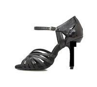 Latin Dance Shoes For Women High Heeled Sandals Ballroom Tango Salsa Swing Performance Buckle Strap Mary Jane Pumps Party&Casual(Black-9cm Heel,37)