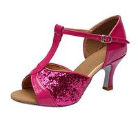 Latin Dance Shoes for Women UK Peep Toe Low Heels Ankle Strap Court Shoes Ballroom Dancing Practice Mary Jane Pumps Performence Irish Salsa Jazz Pumps Training Shoe Ladies Footwear