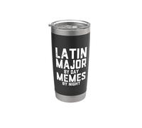 Latin Major By Day Memes De Noche Estudios Clásicos Estudiantes Vaso térmico de acero inoxidable de doble pared