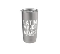 Latin Major By Day Memes De Noche Estudios Clásicos Estudiantes Vaso térmico de acero inoxidable de doble pared