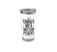 Latín - Omnia mea mecum porto Vaso térmico de acero inoxidable de doble pared