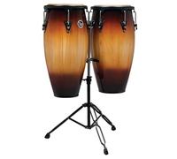 Latin Percussion LP Aspire Wood Congas 11" y 12" Set con doble soporte, color negro