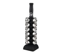 Latin Percussion Sleigh Bell, mango de madera 13,5», 24 cascabeles de sonido potente, base de silicona, negro/cromo LP3724