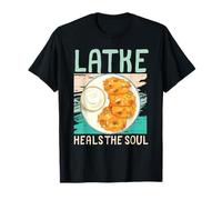 Latke Sana el Alma Comida judía Menorah de Hanukkah Divertida Camiseta
