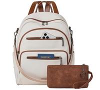 LATMAP 32L Mochila Mujer 14.5"x8.5"x16", Bolso Mochila Mujer Mediano Grande Cuero PU Unisex Mochila Antirrobo Casual Con Múltiples Bolsillos para Viajes, Negocios y la Universidad