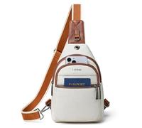 LATMAP Sling Bag Damen 7L,Crossbag Damen Klein Brusttasche PU Leder Bauchtasche Adjustable Strap Leicht Cross Body Bag Travel, marrón
