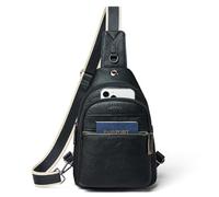 LATMAP Sling Bag Damen 7L,Crossbag Damen Klein Brusttasche PU Leder Bauchtasche Adjustable Strap Leicht Cross Body Bag Travel, marrón