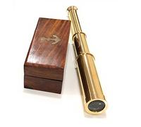 Latón 9 pulgadas de mano telescopio de latón náutico pirata espía vidrio catalejos con caja rústica vintage decoración del hogar regalos
