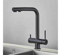 Latón de bronce cromado de latón grito de cocina filtrada Dual mango dual agua potable fría para el filtro de 3 vías Purificación de la mezcla de mezcladores, cromo