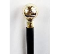 Latón envejecido globo Victoriano latón mango caña de bastón 91 cm Largo Vintage