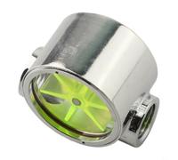 Latón Indicador de Flujo 5 Rueda Verde PC | Conector G1/4 pulgadas, monitoreo en tiempo real, indicador de impulsor verde, acabado cromado plateado