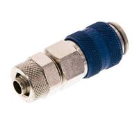 Latón niquelado DN 5 Azul Racor de acoplamiento de aire Tuerca de unión 6x8 mm Doble cierre