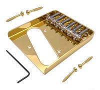 Latón para Telecaster para puente de repuesto de 3 sillines para Fender MIM Import, cuerda de carga superior a través del cuerpo, 85,5 mm (dorado)
