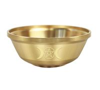 Latón Pentagram Bowl - Sacred Offering Dish Metal Crystal Storage Vessel