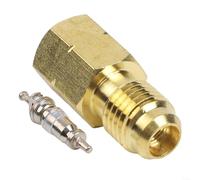 Latón R32 zurdo 1/4 SAE interno a 1/4 adaptador de rosca externa para tanque de almacenamiento R454ABC acero con rosca inversa