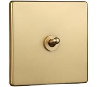 Latón vintage dorado para interruptor de palanca para decoración elegante del hogar y hotel con acción de bloqueo automático, núcleo de cobre rojo y panel ignífugo de PC, 86 x 86 mm (1 banda)