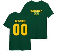 latostadora Camiseta Brasil 2026 Personalizada - Camiseta Personalizada Fútbol Selección País - Nombre y Número - Equipo Brasil Unisex
