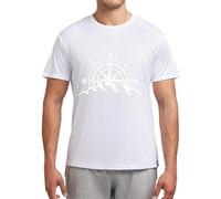 latostadora Camiseta Deportiva Técnica Rosa De Los Vientos Brújula Y Montañas para Hombre - Blanco L - Ref. 8403728-P