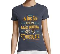latostadora Camiseta Manga Corta A Los 50 Más Buena Que El Chocolate para Mujer - Gris Ratón XL - Ref. 1296953-P