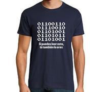 latostadora Camiseta Manga Corta Código Binario Digital Friki Programador para Hombre - Azul Marino XL - Ref. 3381270-P