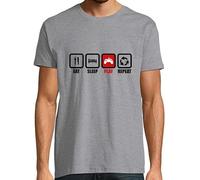 latostadora Camiseta Manga Corta Eat Sleep Play Repeat para Hombre - Gris Vigoré 5XL - Ref. 2151678-P