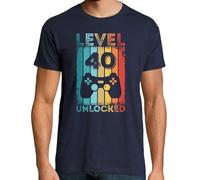latostadora Camiseta Manga Corta Gaming Level 40 Unlocked 40th Birthday para Hombre - Azul Marino 3XL - Ref. 3743724-P