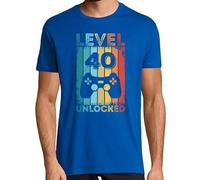 latostadora Camiseta Manga Corta Gaming Level 40 Unlocked 40th Birthday para Hombre - Azul Royal XXL - Ref. 3743724-P