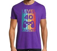 latostadora Camiseta Manga Corta Gaming Level 40 Unlocked 40th Birthday para Hombre - Morado M - Ref. 3743724-P