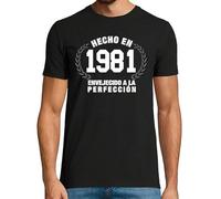 latostadora Camiseta Manga Corta Hecho En 1981 Envejecido A La Perfección para Hombre - Negro XL - Ref. 1018349-P