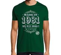 latostadora Camiseta Manga Corta Made In 1981 para Hombre - Verde Botella L - Ref. 1302744-P