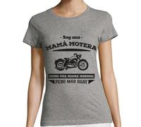 latostadora Camiseta Manga Corta Mamá Motera, como Una Mamá Normal Pero Más Guay - para Mujer - Gris Vigoré XL - Ref. 1093898-P
