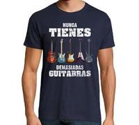 latostadora Camiseta Manga Corta Nunca Demasiadas Guitarras Música Rock Guitarrista para Hombre - Azul Marino L - Ref. 3376808-P