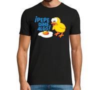 latostadora Camiseta Manga Corta Pepe Dime Algo - Pollito Y Huevo para Hombre - Negro 3XL - Ref. 615170-P
