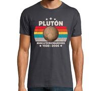 latostadora Camiseta Manga Corta Planeta Plutón Nunca Te Olvidaremos Astrónomía para Hombre - Gris Ratón XXL - Ref. 3011659-P