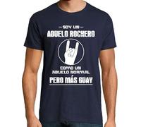 latostadora Camiseta Manga Corta Soy Un Abuelo Rockero como Un Abuelo Normal Pero para Hombre - Azul Marino XL - Ref. 1025937-P