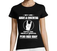 latostadora Camiseta Manga Corta Soy Una Abuela Rockera, como Una Abuela Normal para Mujer - Negro L - Ref. 1025942-P