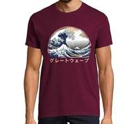 latostadora Camiseta Manga Corta The Great Wave Kanagawa Japanese Art para Hombre - Burdeos XL - Ref. 4116811-P