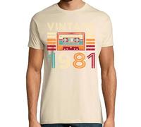latostadora Camiseta Manga Corta Vintage 1981 para Hombre - Crema S - Ref. 3429095-P