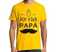 latostadora Camiseta Manga Corta Voy A Ser Papa Bigote para Hombre - Amarillo Mostaza XL - Ref. 2916114-P