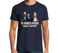 latostadora Camiseta Manga Corta Yo Nunca Pierdo Aprendo Frase Motivación Ajedrez para Hombre - Azul Marino XS - Ref. 3406943-P