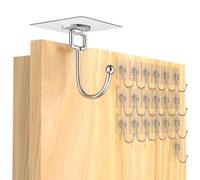 Latoxcaa Ganchos adhesivos extrafuertes hasta 20 kg, 20 unidades, ganchos autoadhesivos transparentes sin taladrar, resistentes al agua y al óxido, ganchos multiusos para baño, cocina y exterior