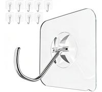 Latoxcaa Ganchos adhesivos grandes extrafuertes para colgar, 10 kg (máximo), ganchos adhesivos transparentes y extraíbles, resistentes al agua e inoxidables, ganchos autoadhesivos para baño, 10