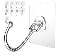 Latoxcaa Ganchos adhesivos grandes extrafuertes para colgar, 20 kg (máximo), 10 unidades, ganchos adhesivos transparentes y extraíbles, resistentes al agua e inoxidables, ganchos autoadhesivos para